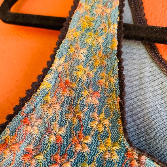 Only Hearts NYC Helena Stuart Mesh Tank Top Lace Multi Color Flower Embroidery - Picture 7 of 9